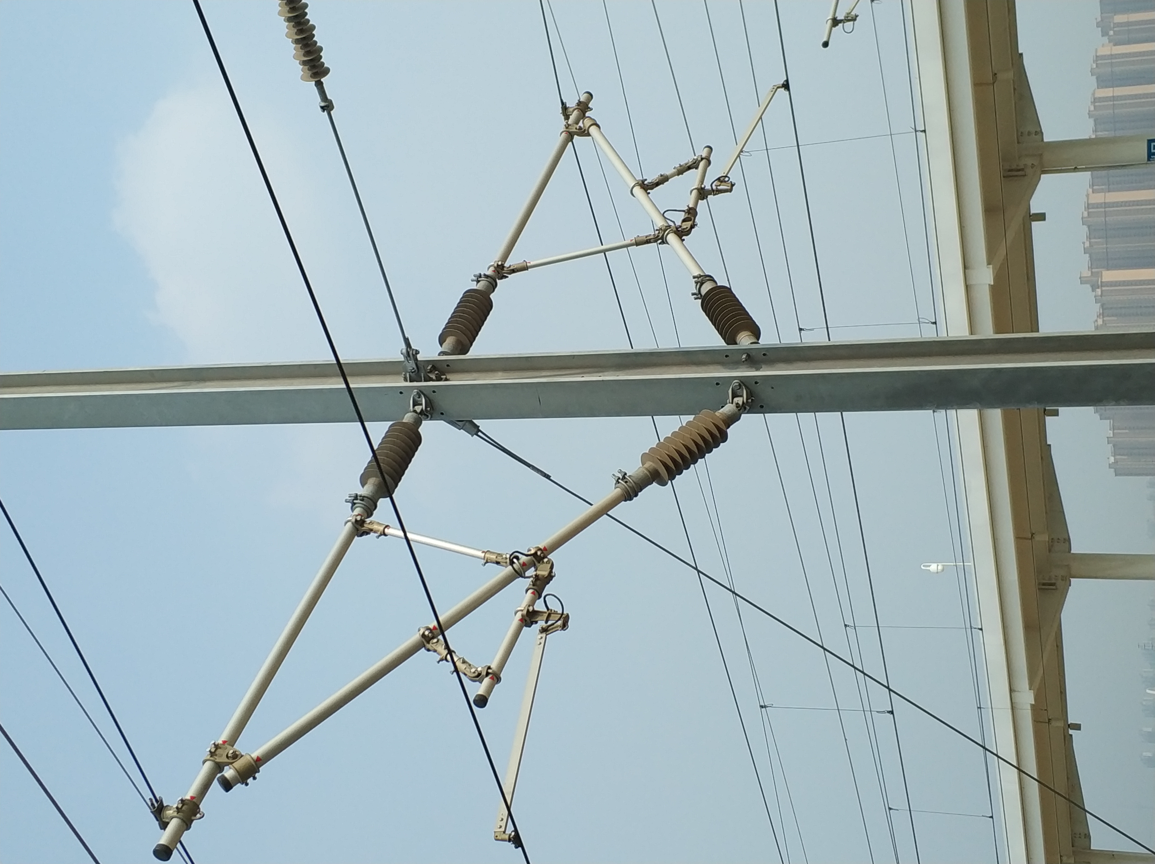 CECI insulators installed in electrified railway application demonstrating anti-aging and UV resistance
